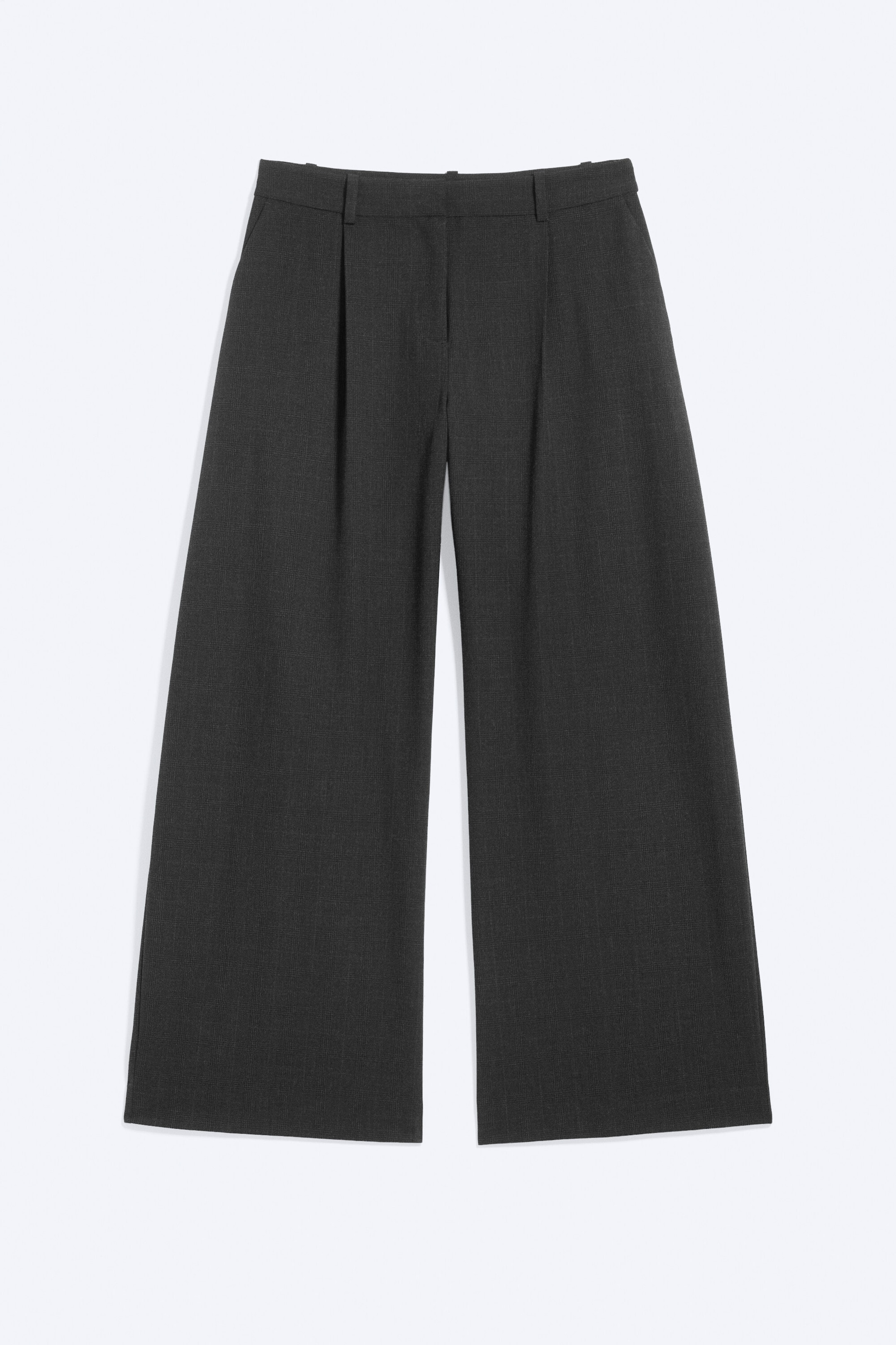 Checked Dark Grey - Low Waist Wide Suiting Trousers - 4