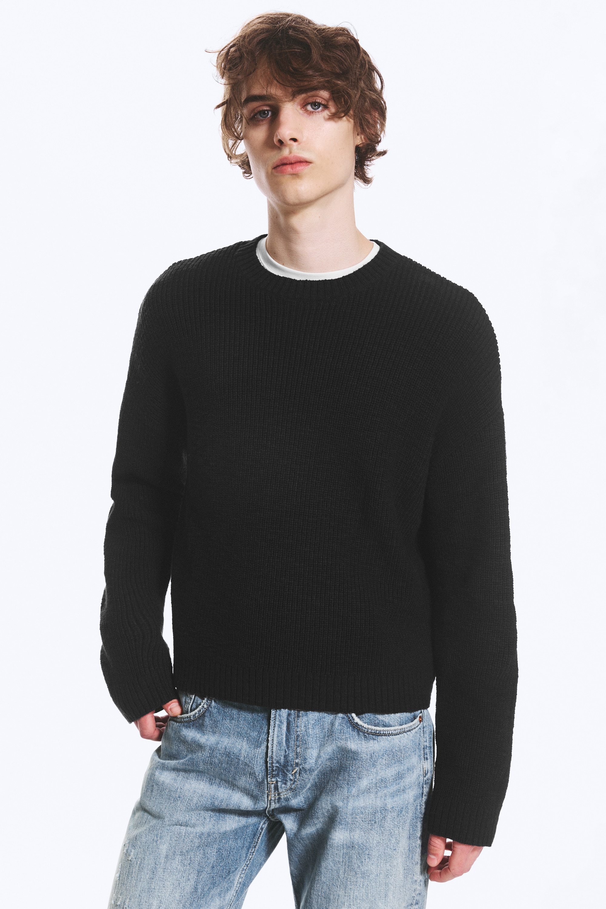 Pulover Lejer Din Bumbac - Negru/Taupe