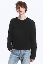 Svart - Avslappnad bomullsjumper - 0