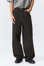 Tuned Black - Black - Astro Mid Rise Loose Baggy Leg Unisex Jeans - 1