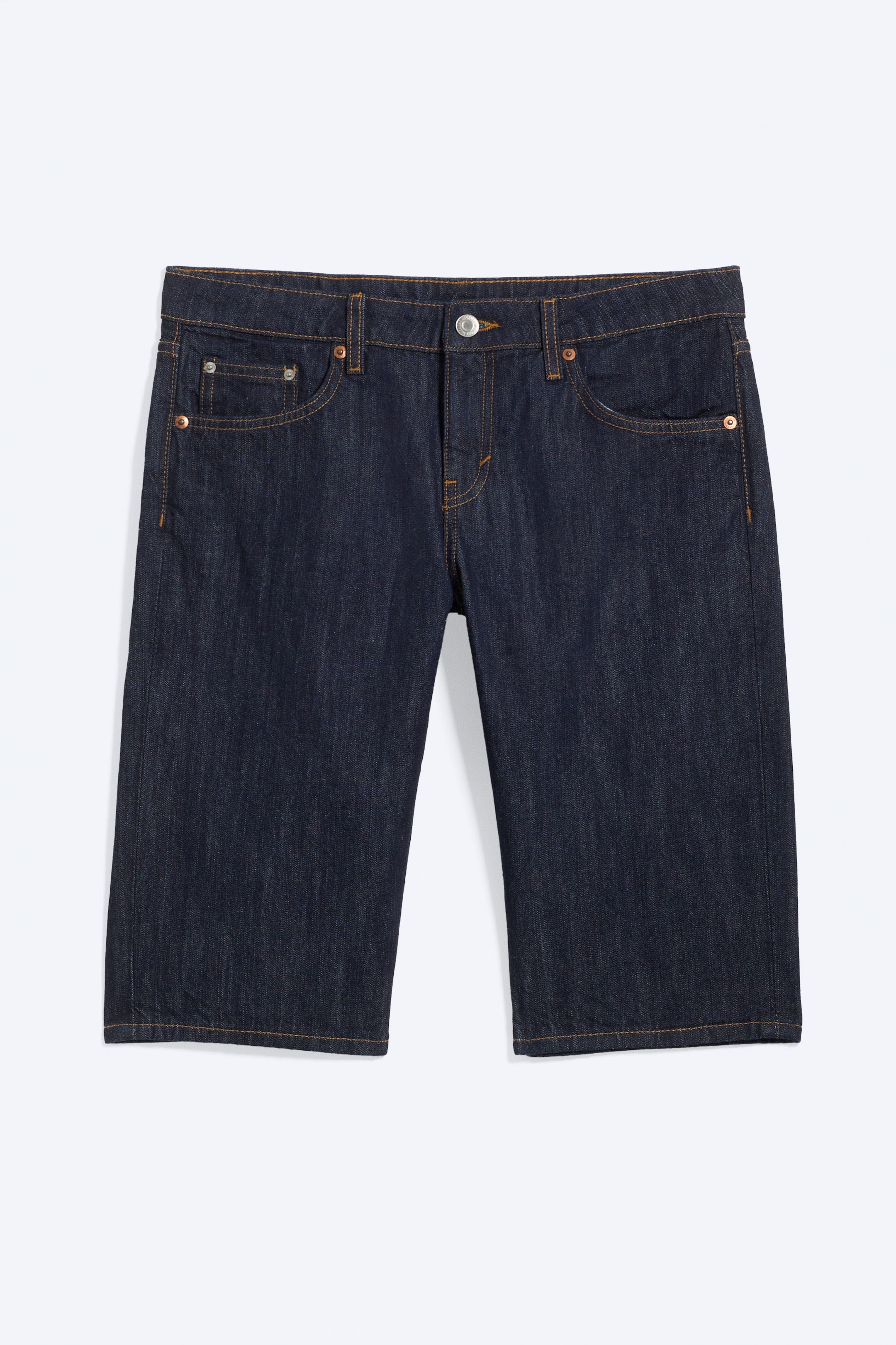 Blue Rinse – Bleu foncé - Short denim longueur genou taille basse standard Atom - 4