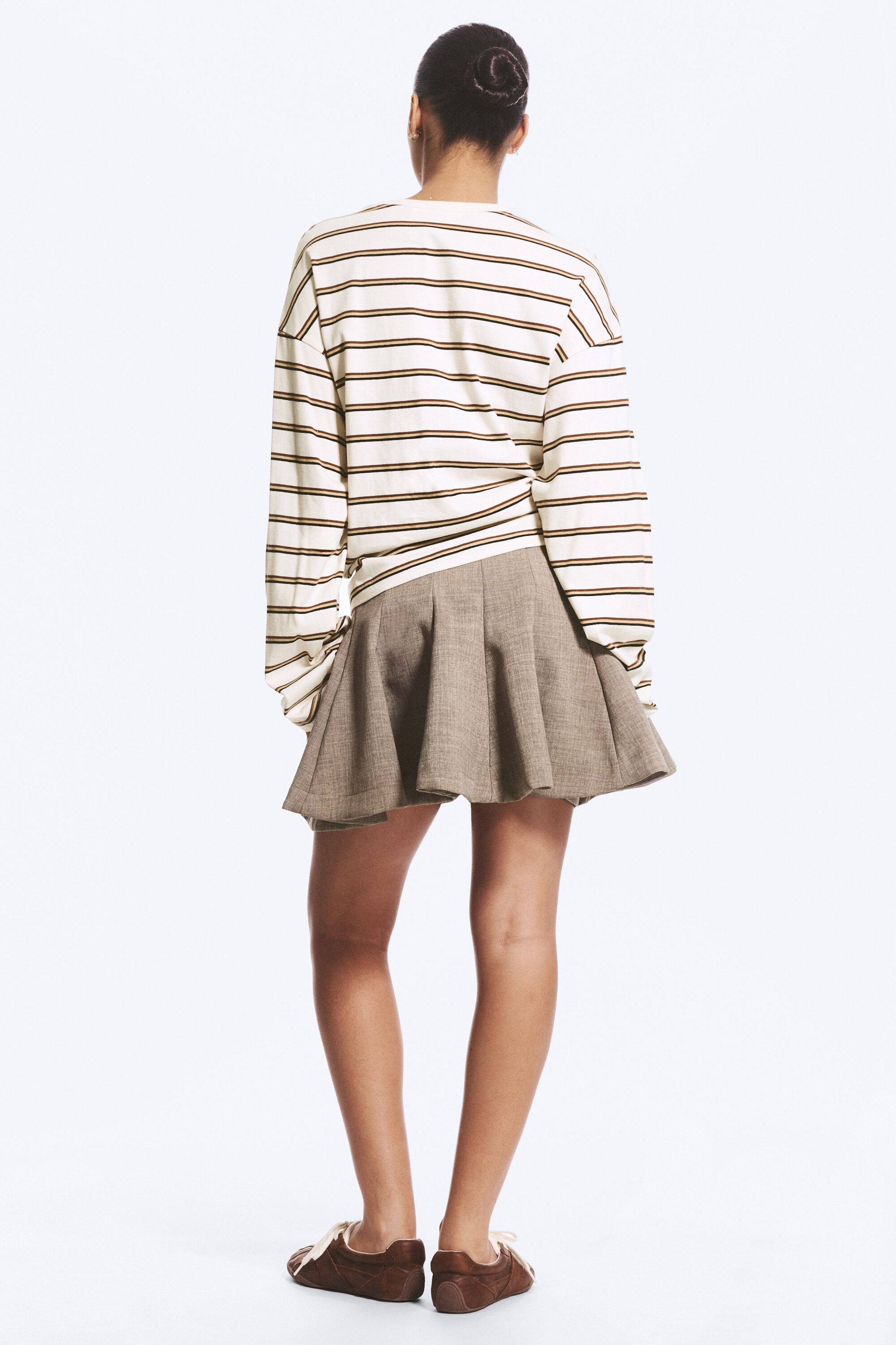 Beige - Flared Mini Tutu Skirt - 2