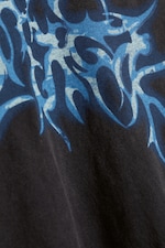 Black - Printed Oversized Cropped Long-Sleeved T-shirt - 4