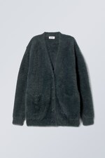 Dunkelgrau - Zottelige Strickjacke Ally - 0