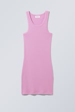 Flieder - Fein geripptes Minikleid - 0