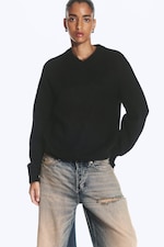 Black - Knitted V-neck Mohair-Blend Sweater - 0