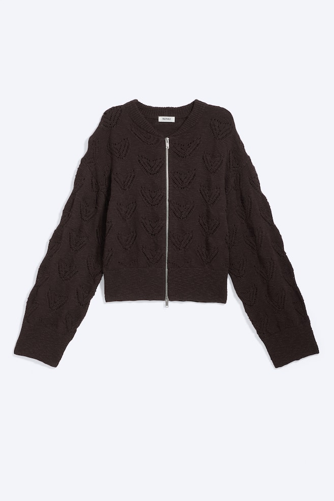Gebreid vest met rits - Donkerbruin/Light Dusty Peach - 1