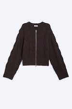 Dunkelbraun - Strickjacke mit Reißverschluss - 4