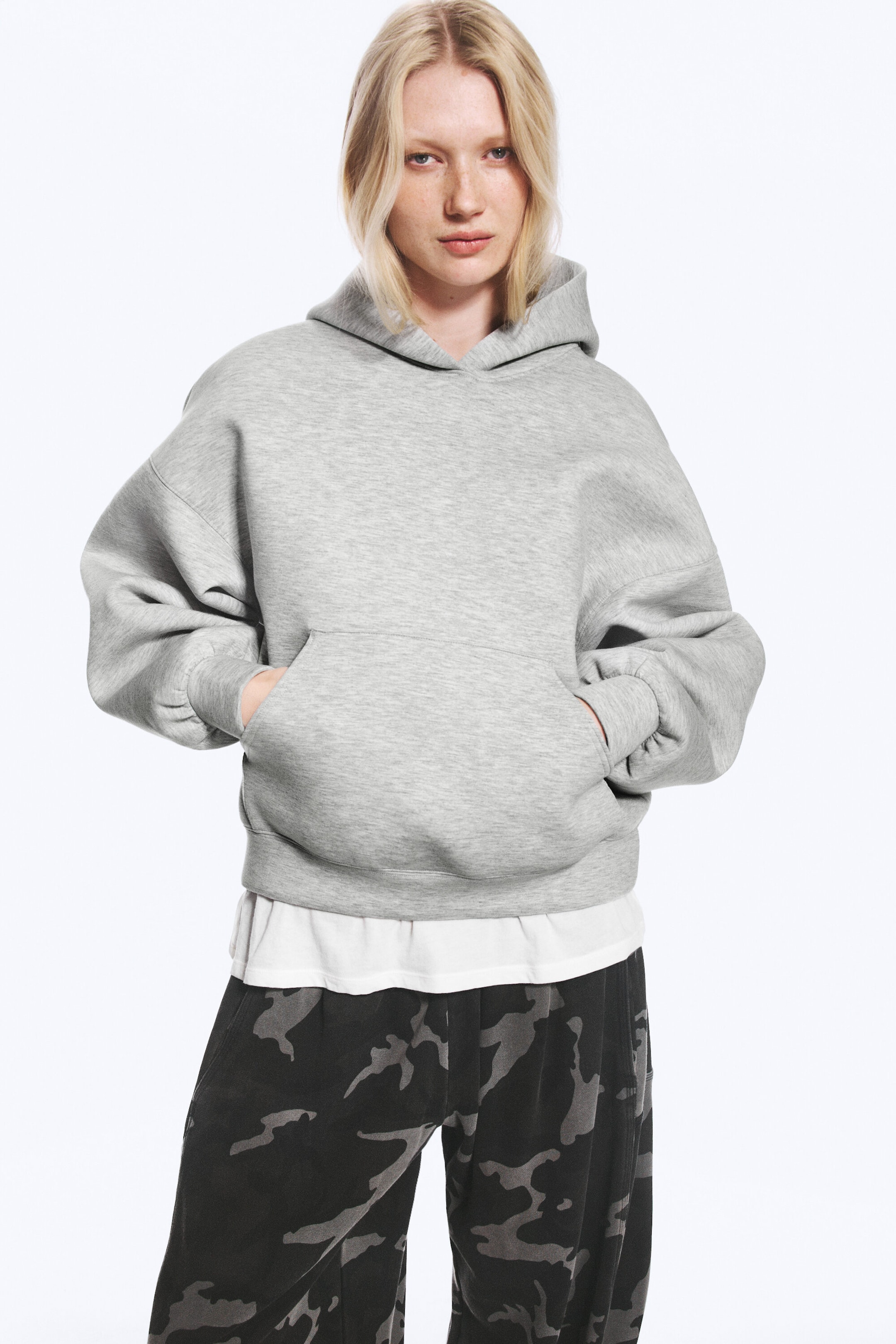 Light Grey - Oversized Scuba Hoodie - 1