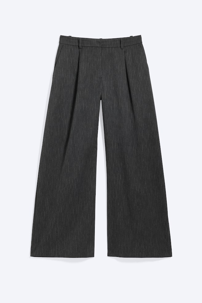 Pantalón sastre ancho de tiro bajo - Gris oscuro - Raya diplomática/Negro/Gris Jaspeado Espiga - 1