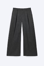 Fines rayures gris foncé - Pantalon de costume large taille basse - 0