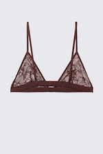 Dunkelrot - Triangel-BH aus Spitze mit Wirbelmuster - 1