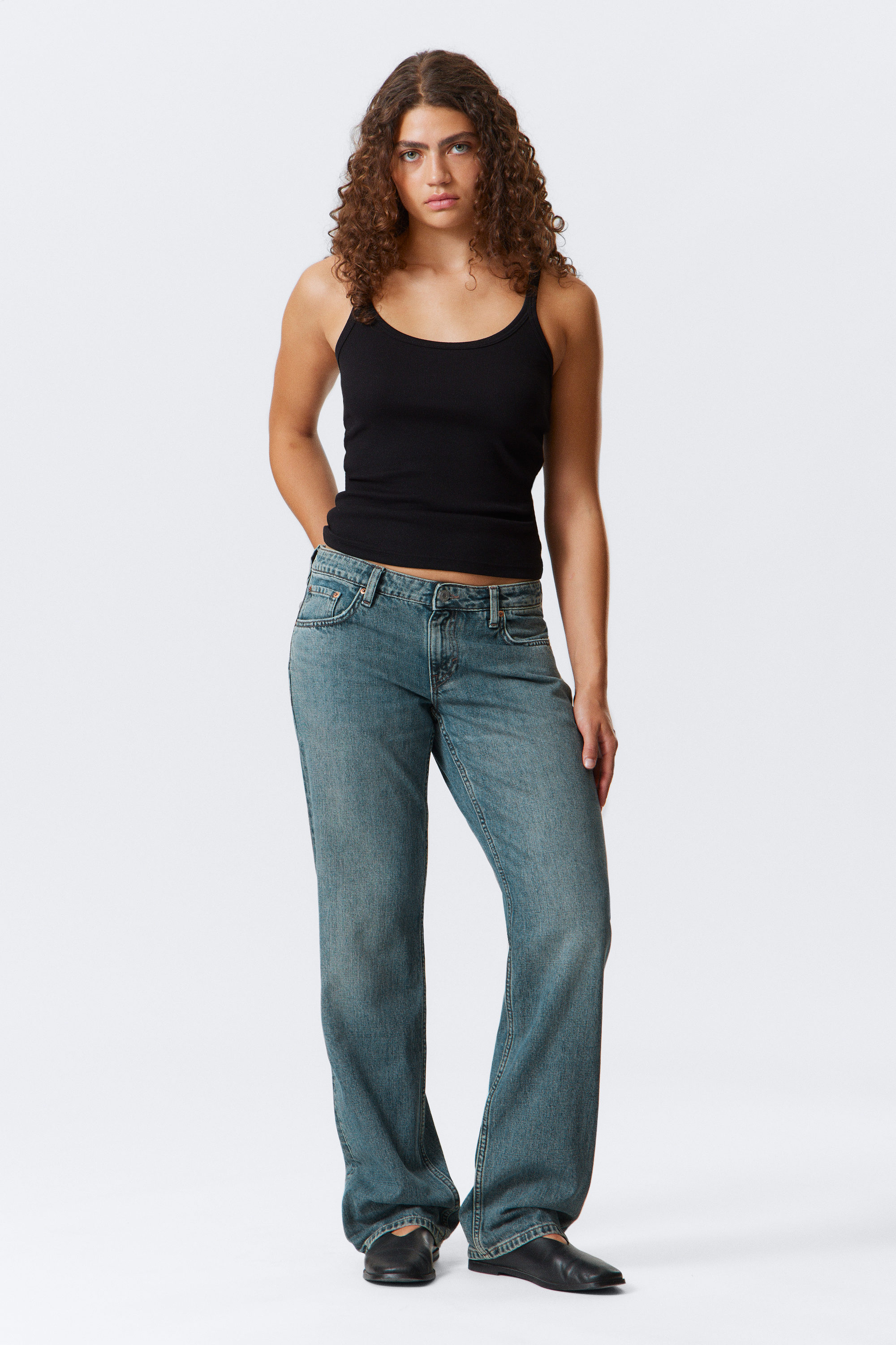 Second Blue – Medium Blue - Arrow Low Rise Regular Straight Leg Jeans - 1
