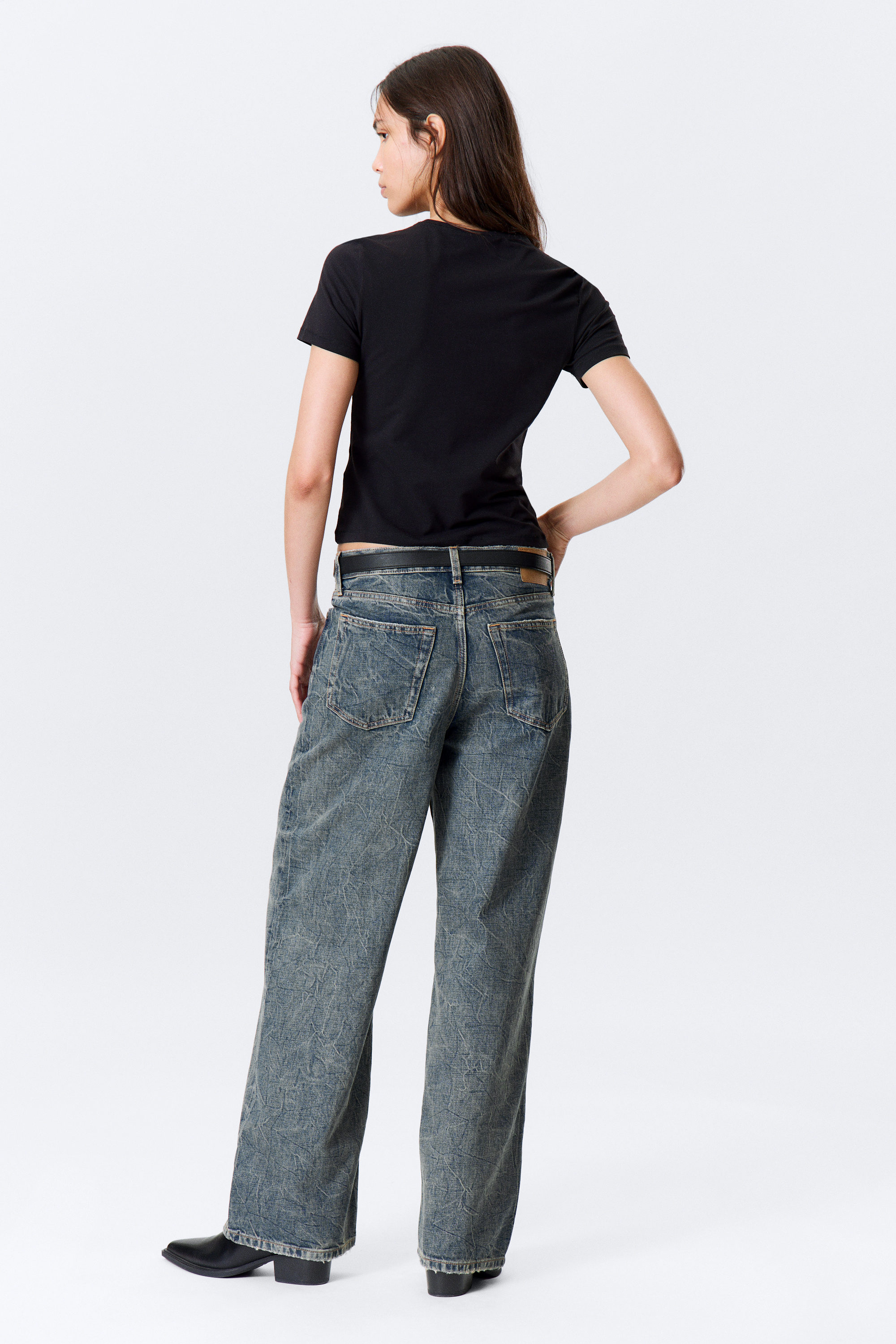 Tuscon Blue - Mellanblå - Dynasty Low Waist Loose Wide Leg Jeans - 6