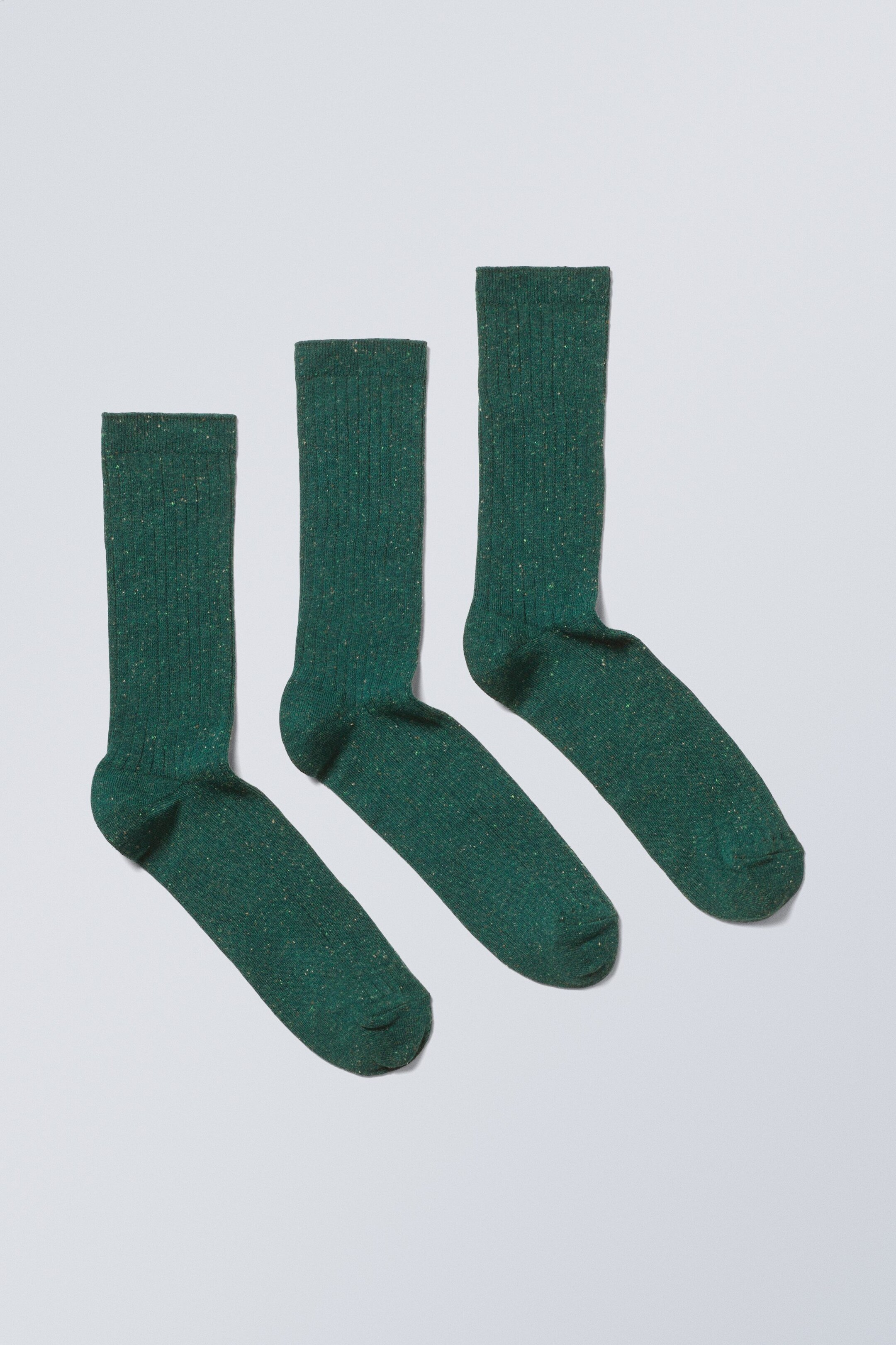 Dark green - 3-pack Rib Neps Socks - 0