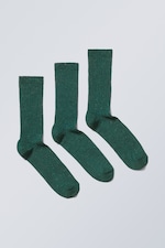 Dark green - 3-pack Rib Neps Socks - 0