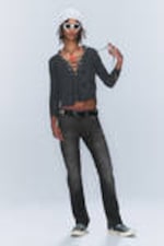 Rubby – Schwarz - Issue –Tapered Jeans mit niedriger Taille - 0