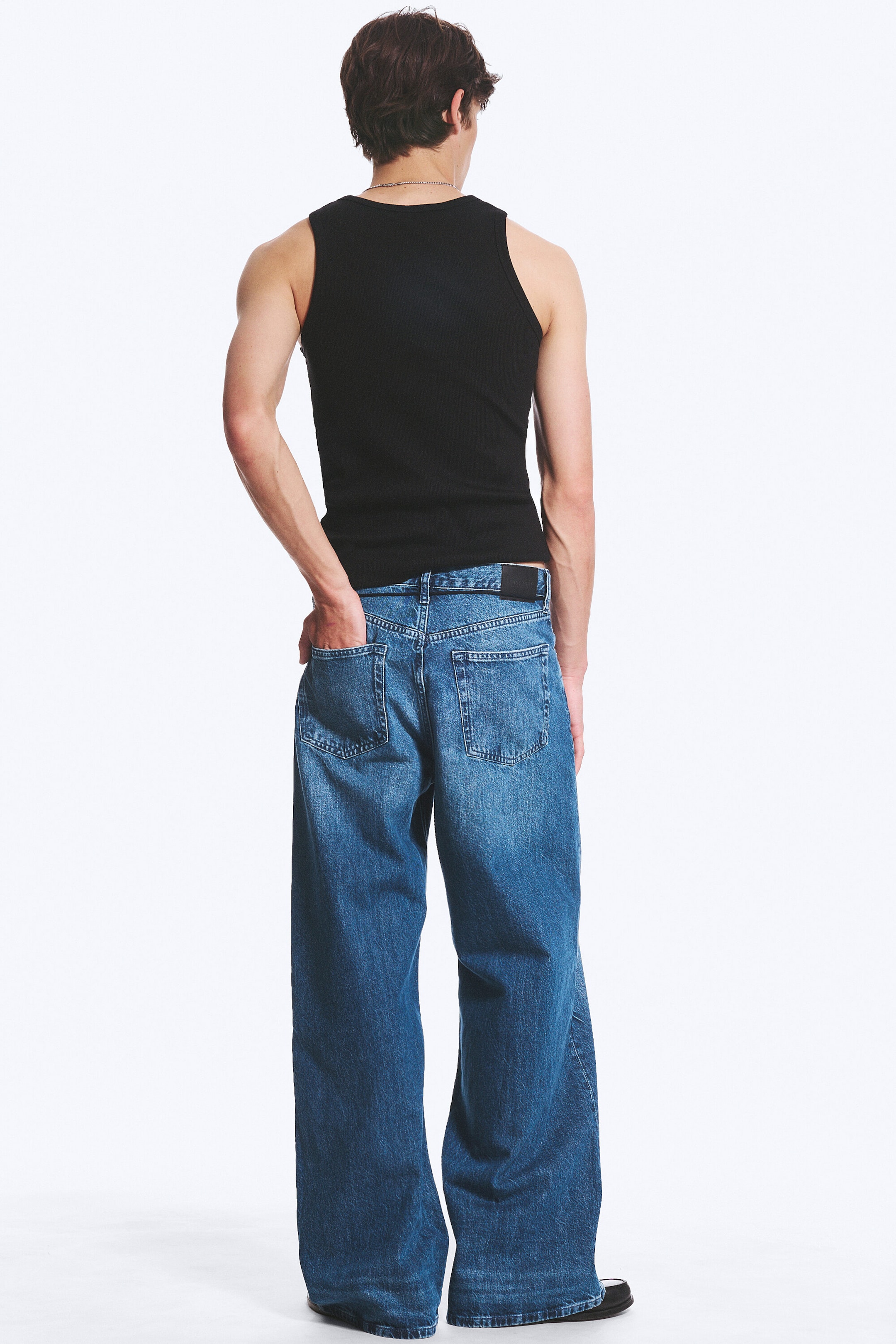 Sailor Blue - Medium Blue - Solar Loose Wide Leg Unisex Jeans - 4