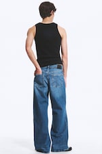 Sailor Blue - Medium Blue - Solar Loose Wide Leg Unisex Jeans - 4
