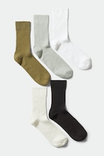 Brwn/grey/white - 5-pack Rib Socks - 0