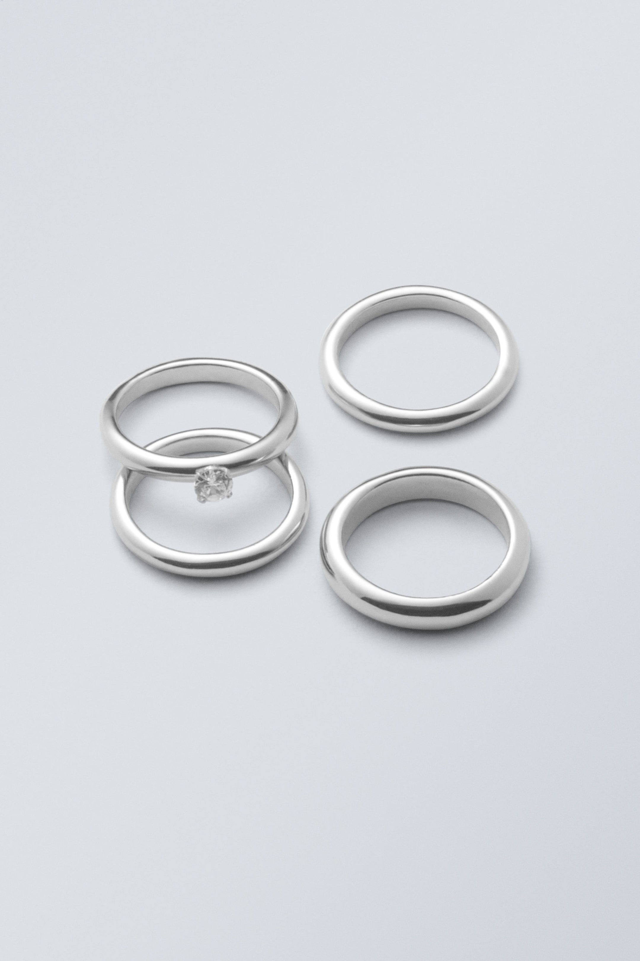 Silver - 4-pack Crush Ring Set