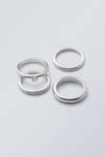 Silver - 4-pack Crush Ring Set - 0