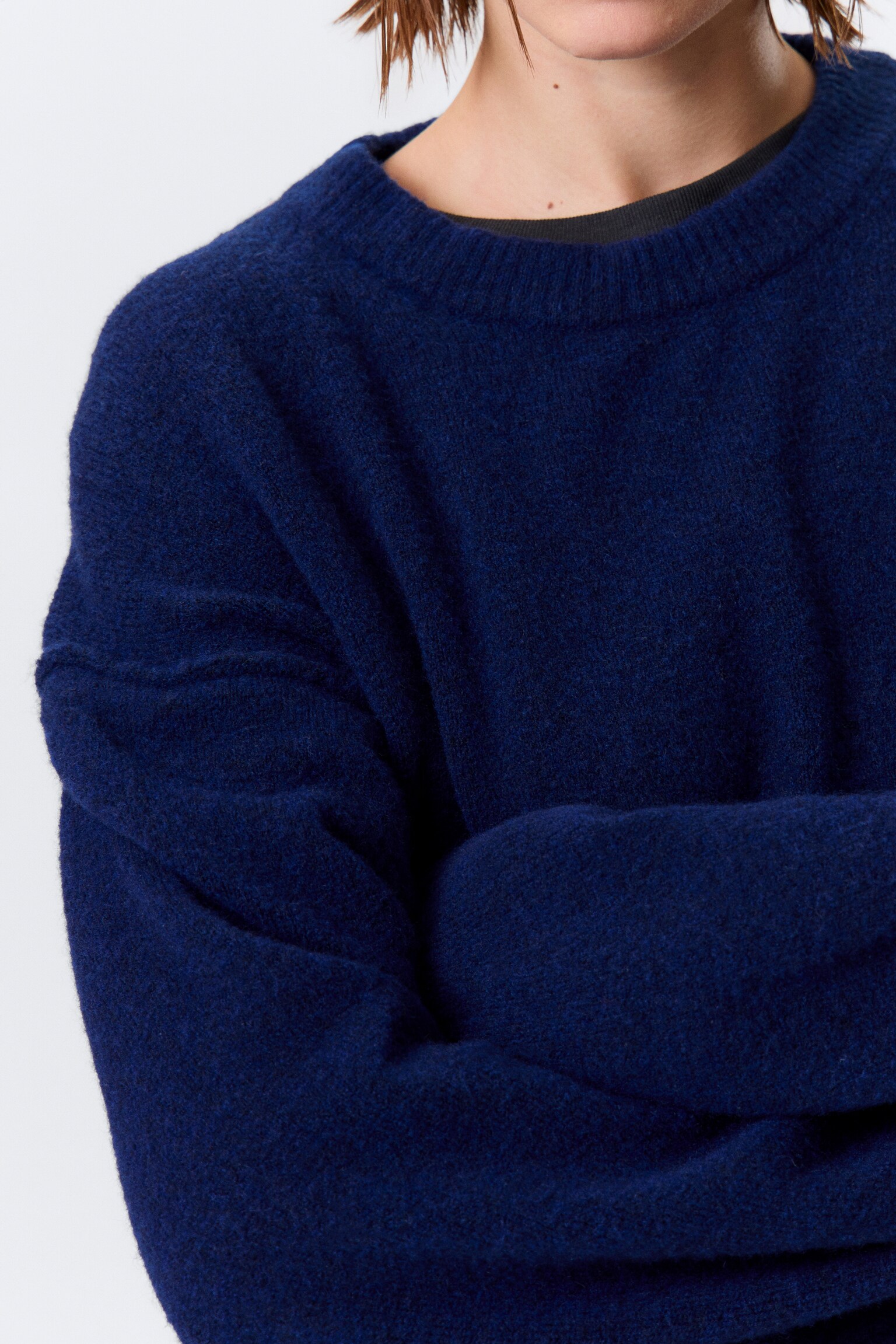 Relaxed Knitted Sweater - Tmavomodrá melírovaná/tmavozelená melírovaná/sivý melírovaný/Tmavočervená melírovaná - 3