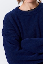 Bleu foncé chiné - Pull en maille décontracté - 1