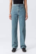 2000 Blue - Mittelblau - Rowe Super High Waisted Regular Straight Leg Jeans - 1