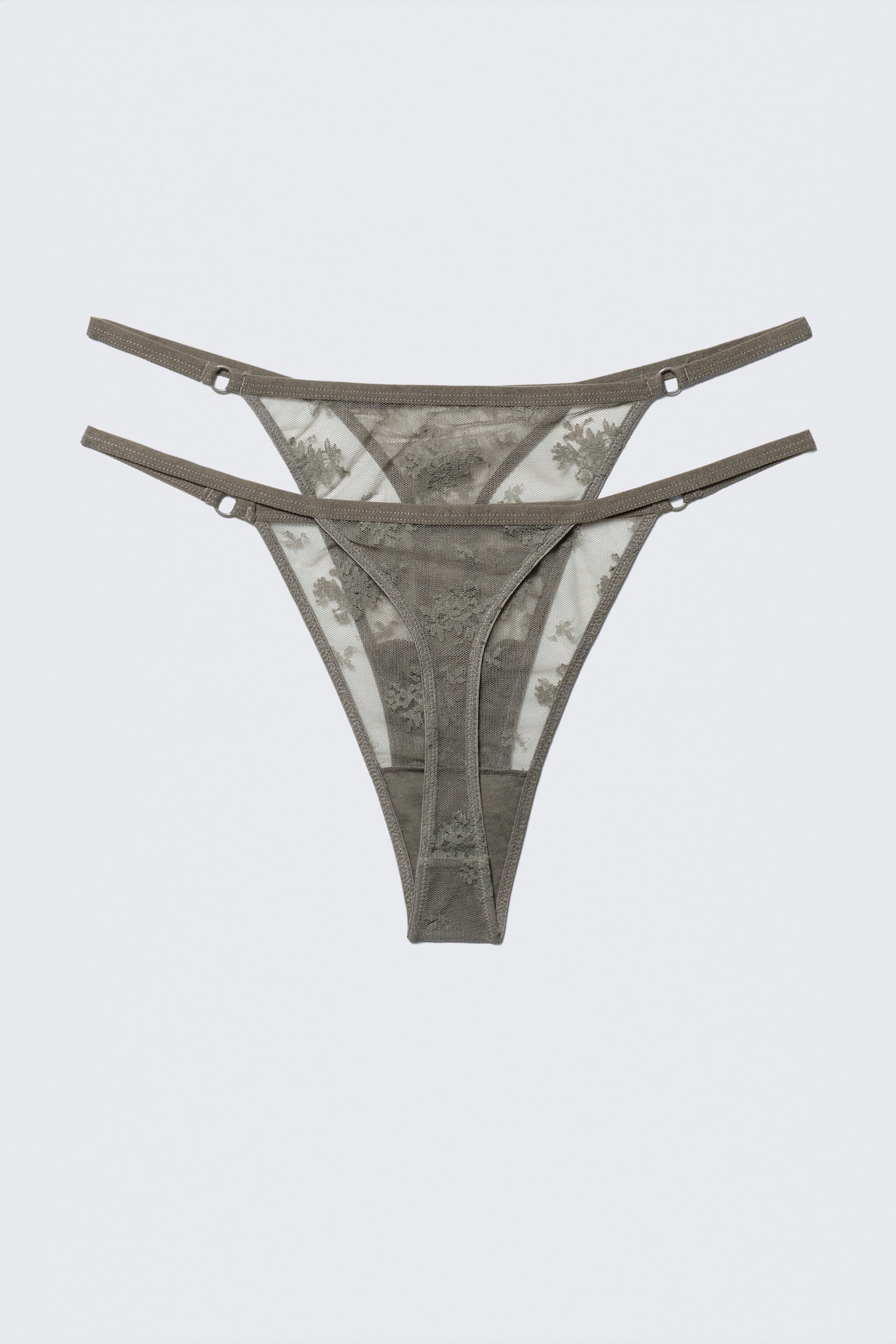 Lot de 2 strings en dentelle transparente - Gris cendré - 4