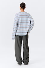 Blå Multirandig - Långärmad bomulls-t-shirt - 2