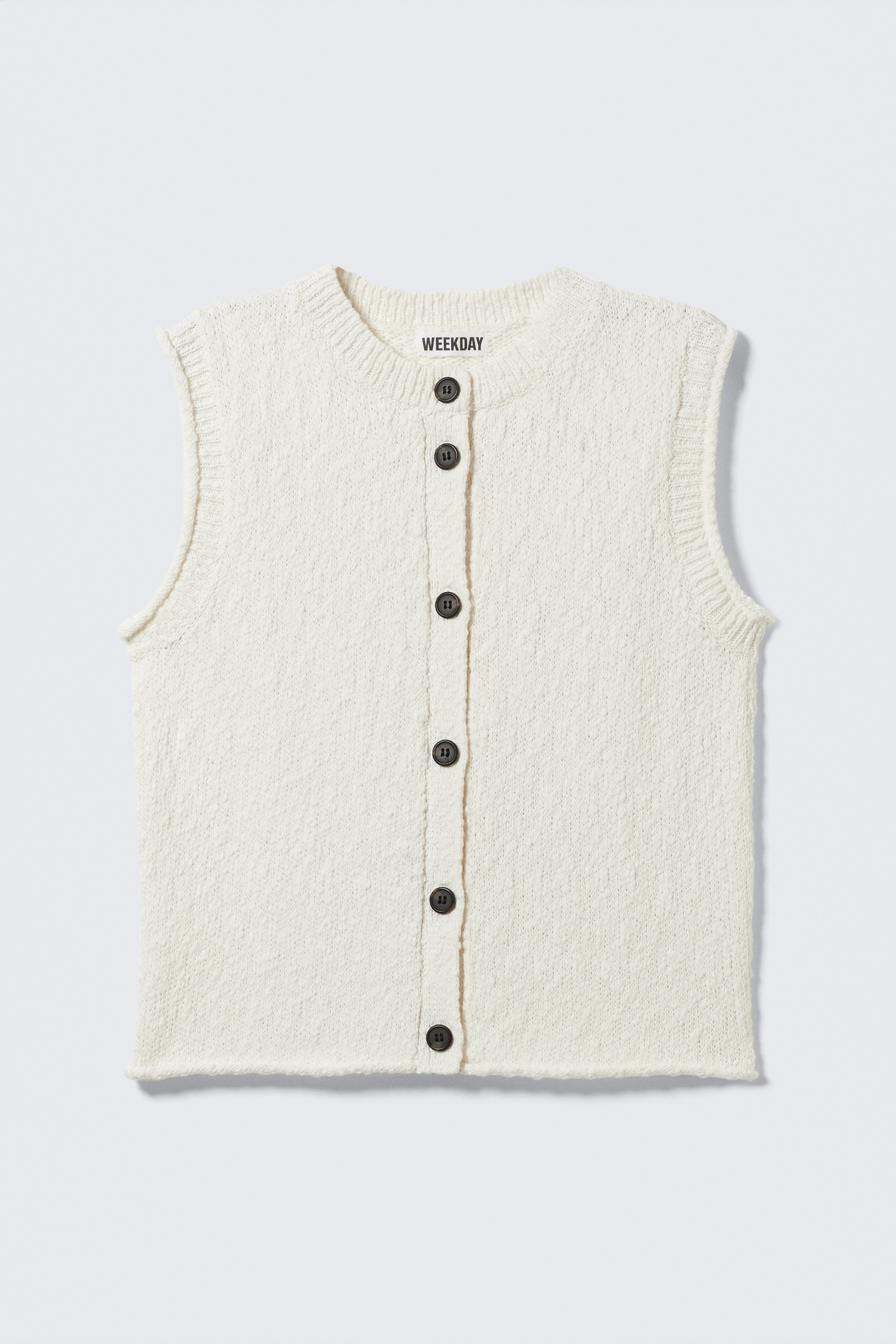 Chaleco de punto con botonadura sencilla - Blanco roto
