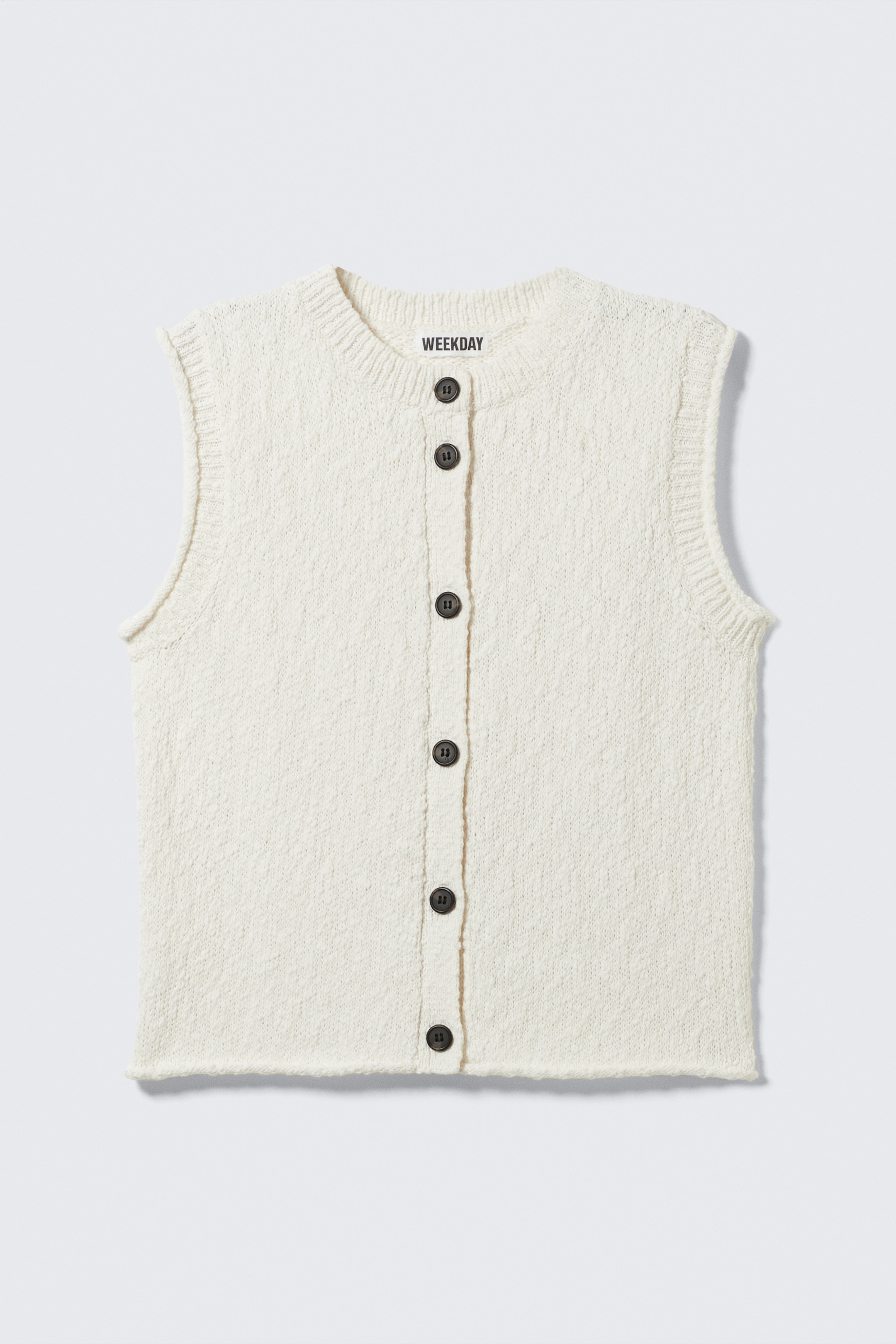 Visa större bild: Knitted Single-Breasted Vest - Off-white - DAM | H&M SE 5