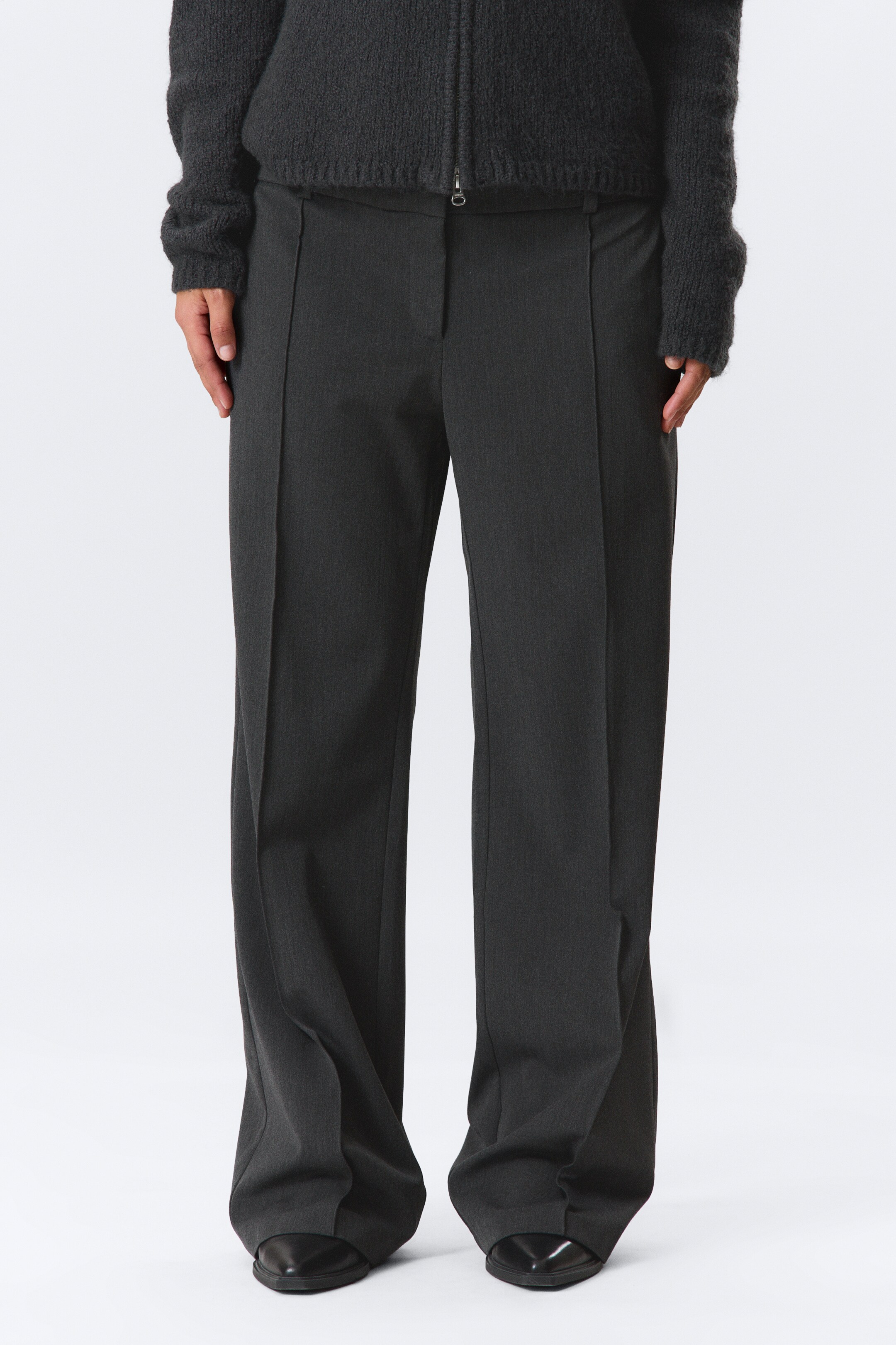 Agrandir l'image: Pantalon de costume droit taille basse - Gris foncé chiné - FEMME | H&M CH 2