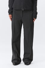 Dark Grey Melange - Low Rise Straight Suiting Trousers - 1