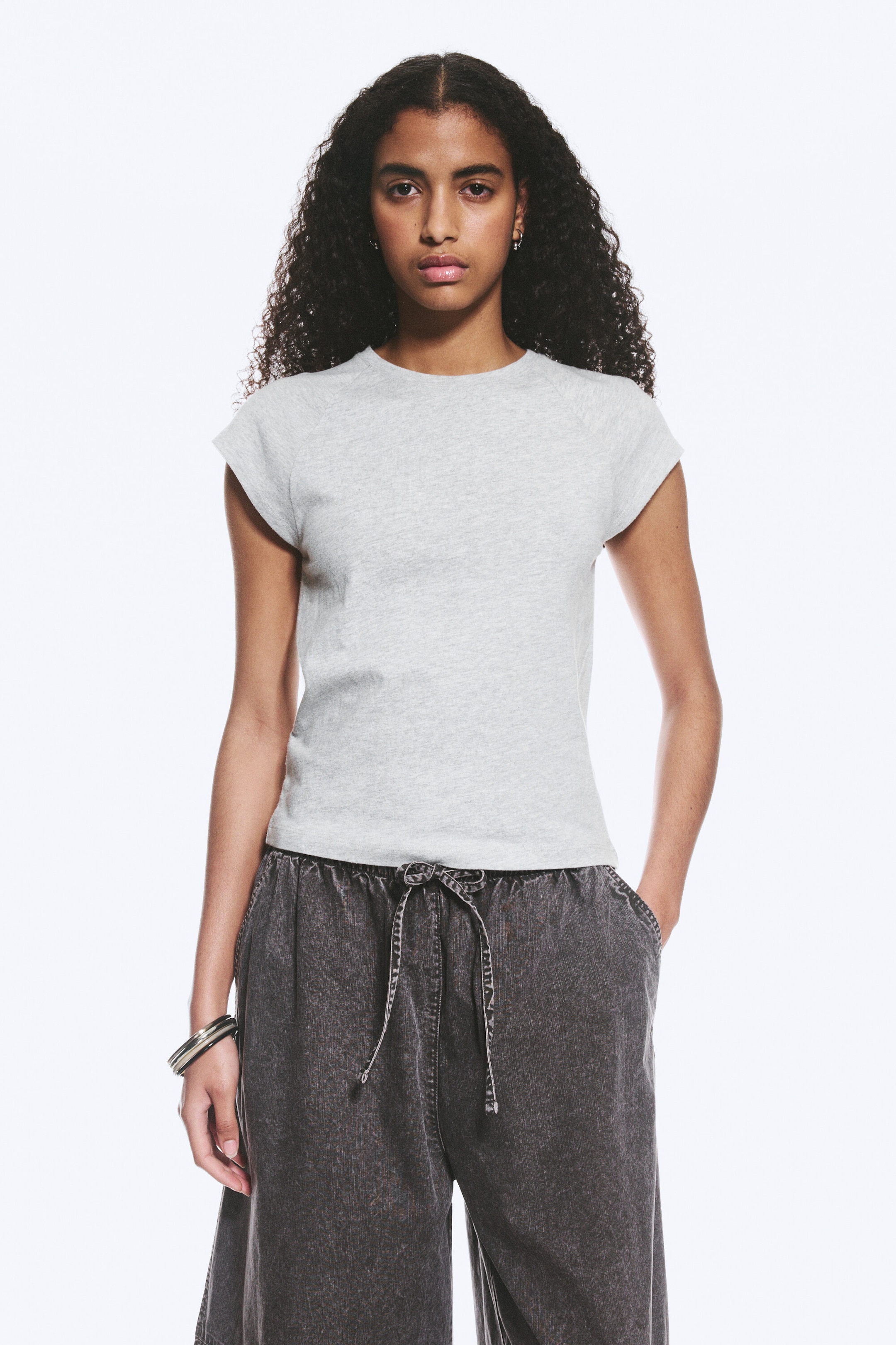 Grey Melange - Short-Sleeved Raglan T-shirt - 1