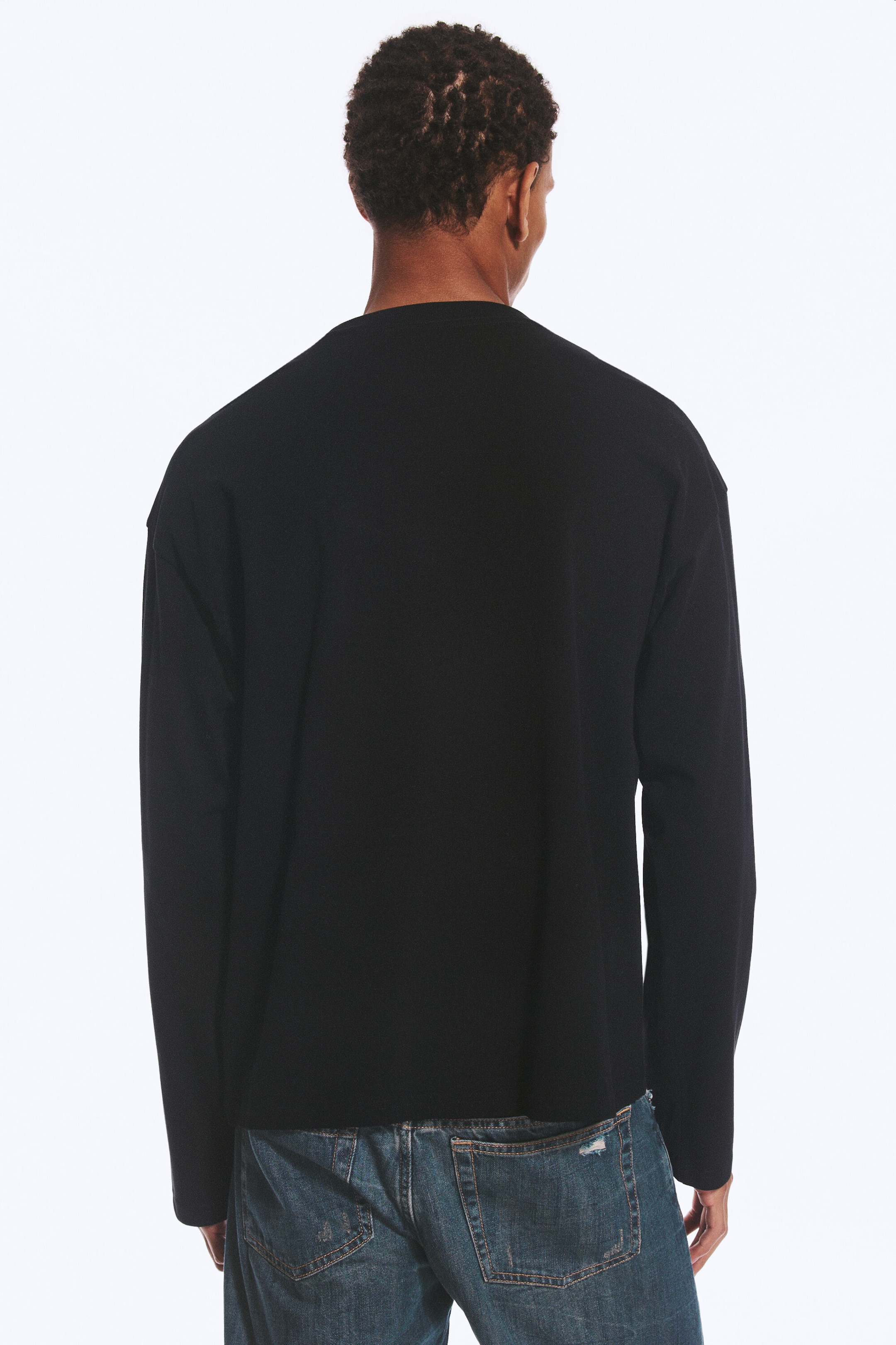 Schwarz - Boxy Longsleeve mit lockerer Passform - 2