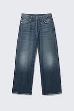 Mine Blue - Medium Blue - Astro Mid Rise Loose Baggy Leg Unisex Jeans - 6