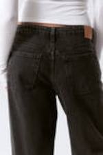 Ink Black - Black - Ample Low Rise Loose Wide Leg Jeans - 3