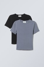 Svart - 2-pack Slim Fitted T-shirt - 0