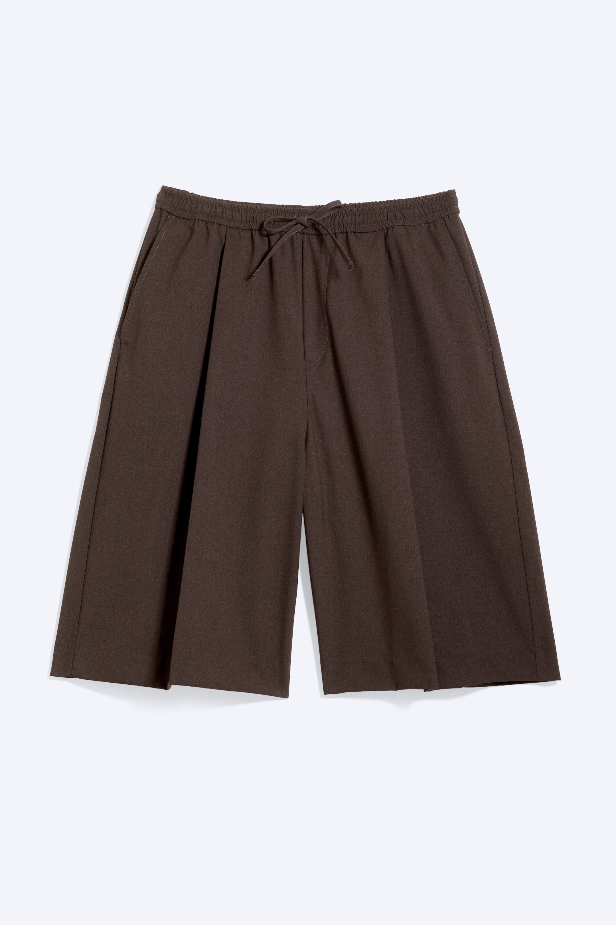 Mörkbrun - Mid Rise Loose Suiting Shorts - 4