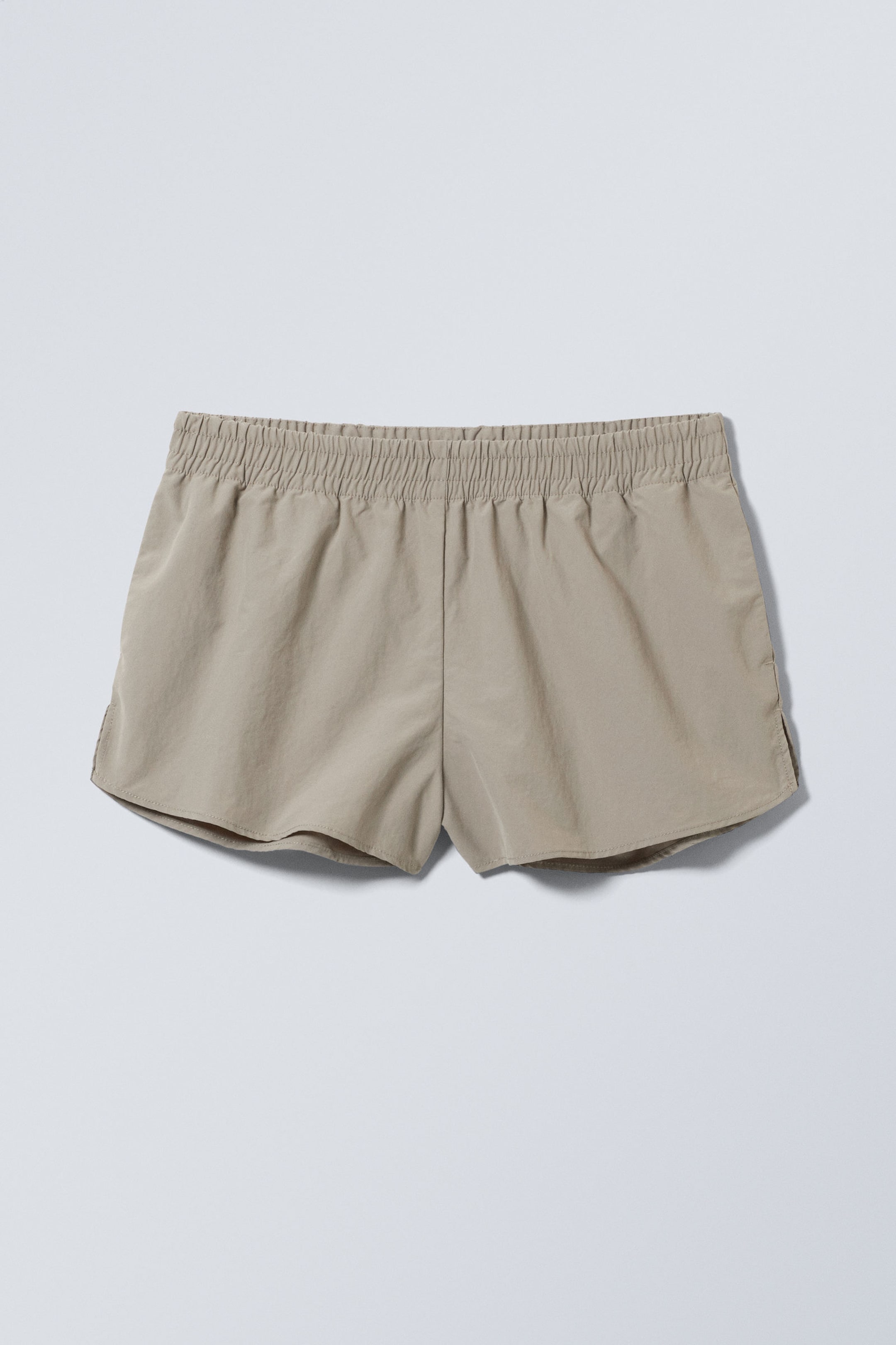 Beige - Sporty Nylon Mini Shorts - 0