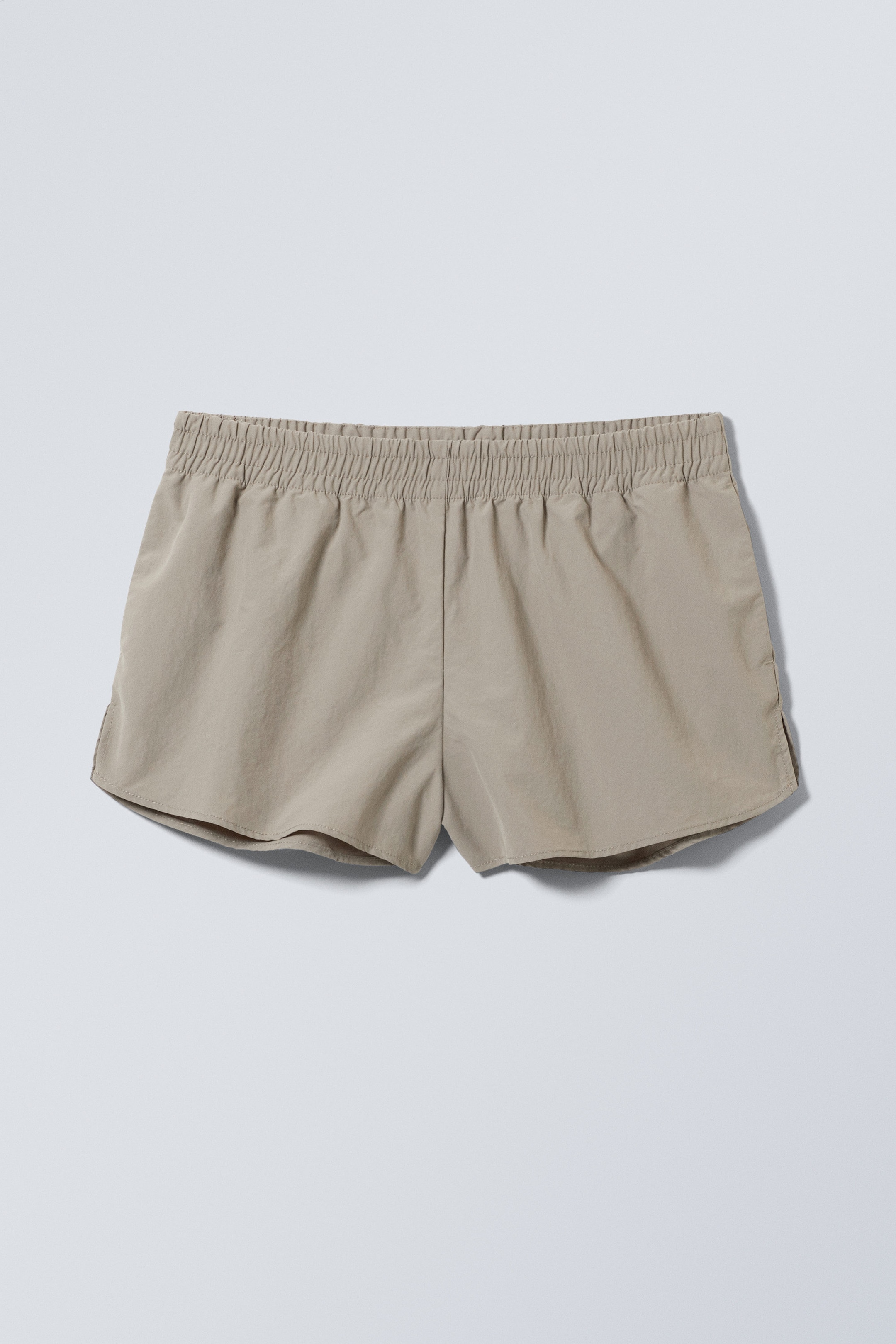 Beige - Sportliche Mini-Shorts aus Nylon - 0