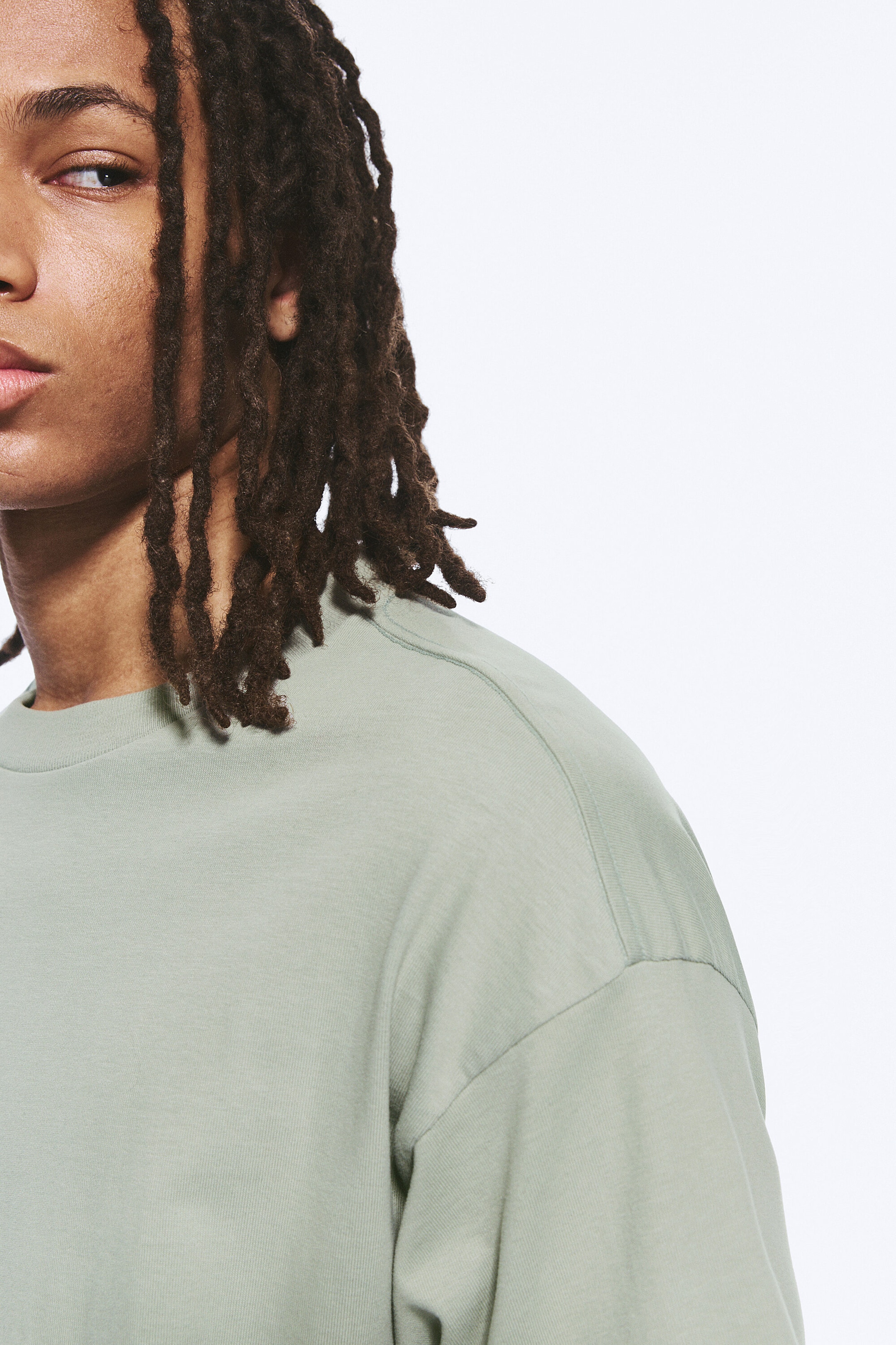 Light Khaki Green - Loose Boxy T-shirt - 1