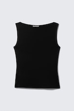Black - Annie Soft Sleeveless Boat-Neck Top - 0