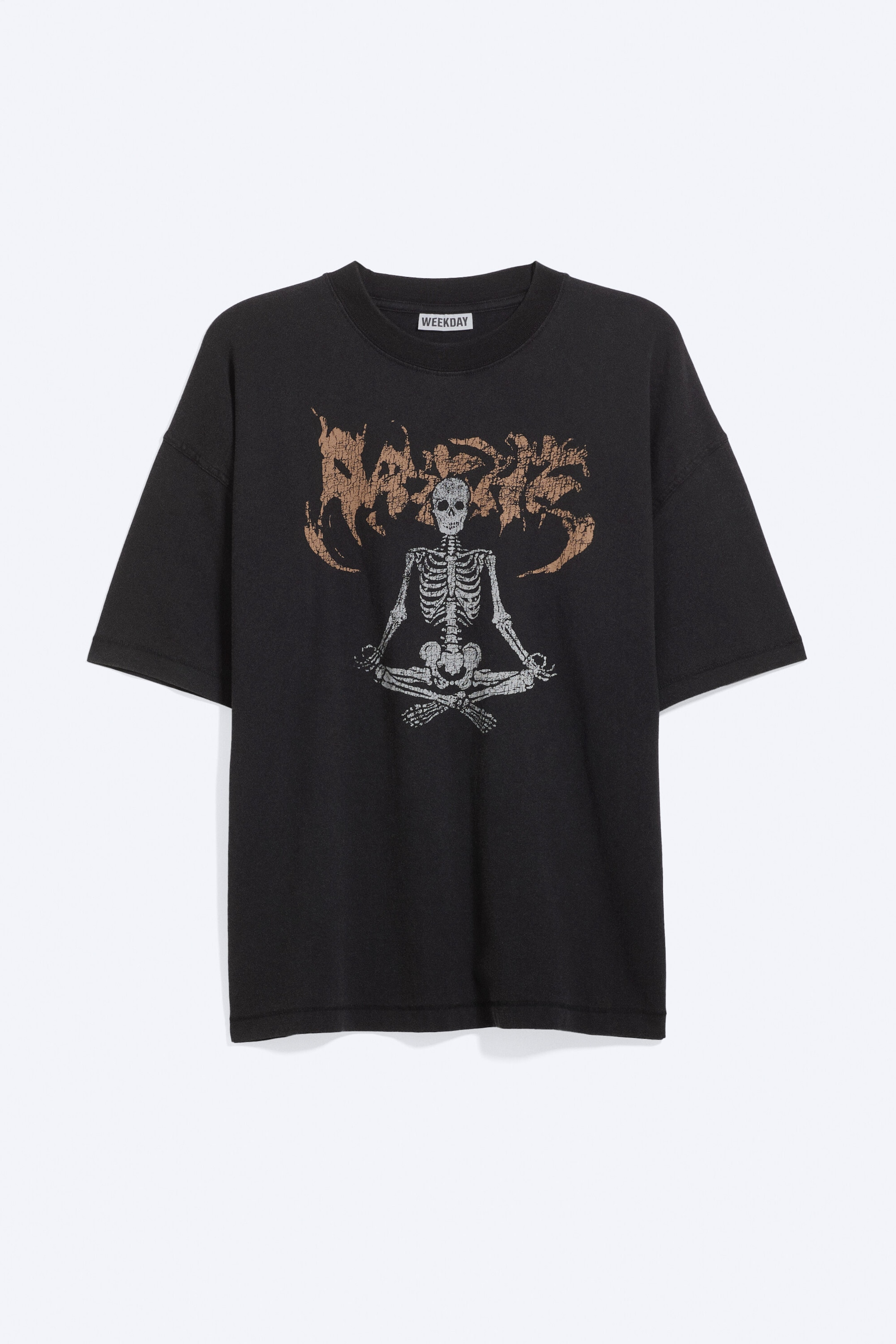 Black - Printed - Oversized Boxy Graphic T-Shirt - 3