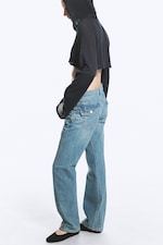 Sea Breeze Blue - Mittelblau - Skewed Low Waist Relaxed Jeans - 2