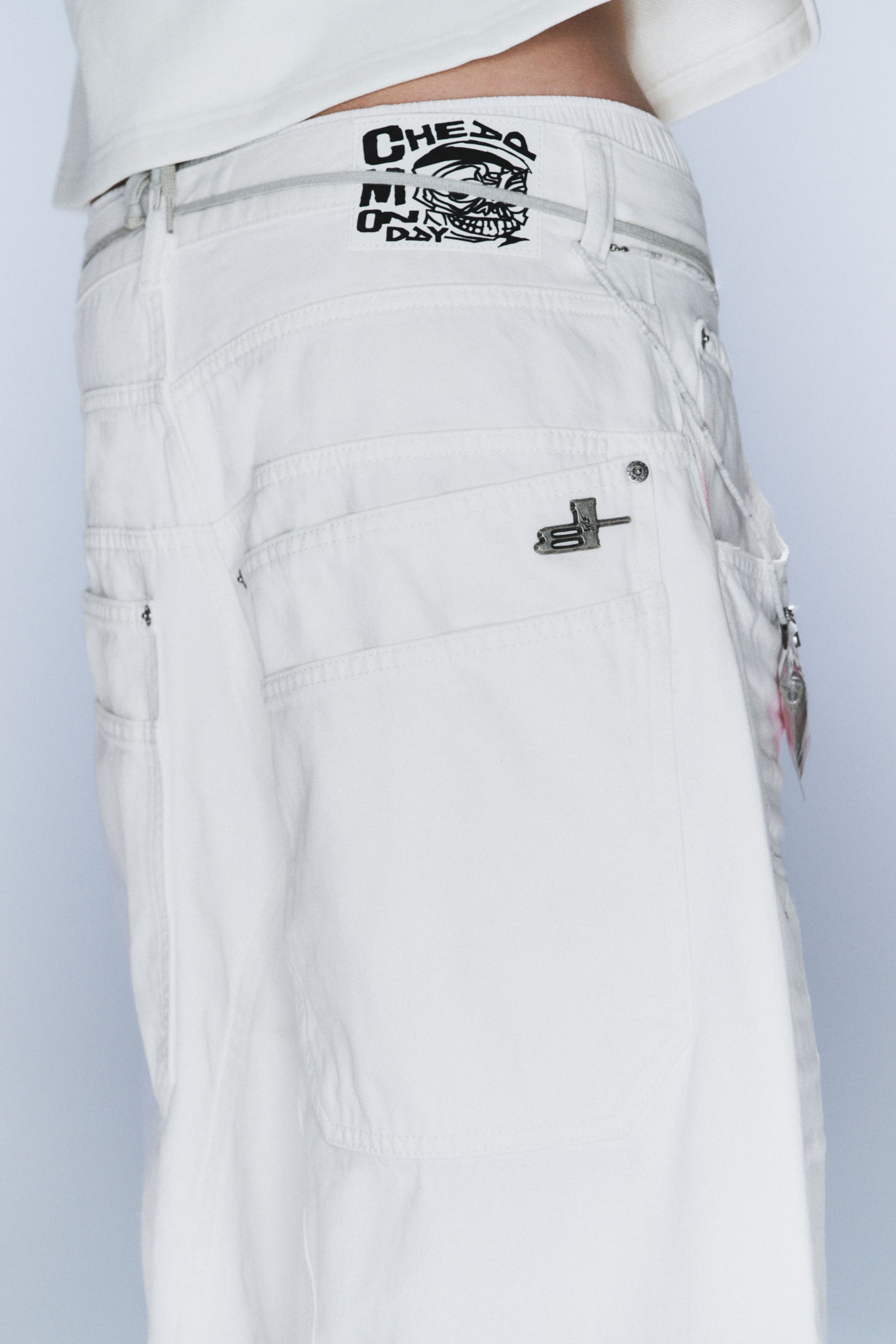 White - CM x LB Dunno White Unisex Carpenter Jorts - 2