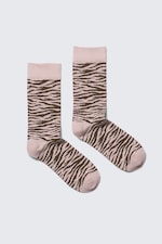 Pink Tiger Stripes - Jaqcuard Crew Socks - 0