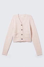 Light Dusty Pink - Ribbed V-Neck Cardigan - 4